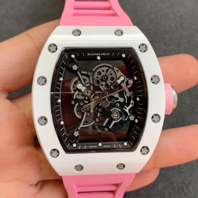 Replica Richard Mille RM055 KV Factory V2 Pink Rubber Strap Replica Richard Mille RM055 KV Factory V2 Pink Rubber Strap