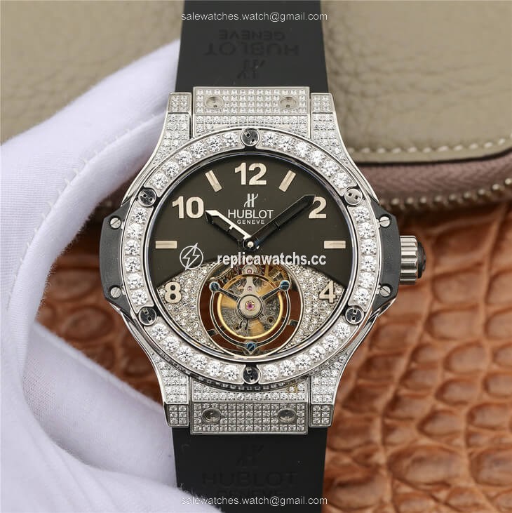 Replica Hublot Big Bang Tourbillon Stainless Steel Diamond Black Dial Replica Hublot Big Bang Tourbillon Stainless Steel Diamond Black Dial