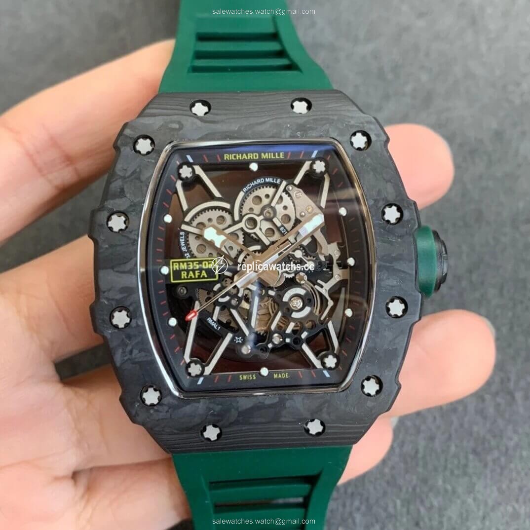 Replica Richard Mille RM035-02 KV Factory V3 Carbon Fiber Green Strap Replica Richard Mille RM035-02 KV Factory V3 Carbon Fiber Green Strap