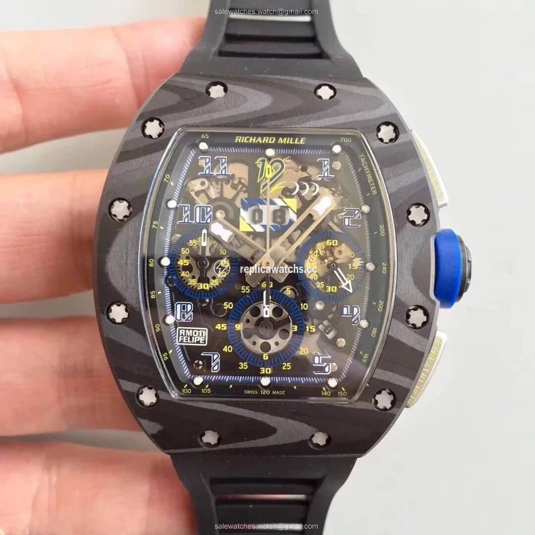 Replica Richard Mille RM-011 KV Factory Carbon Fiber Case Replica Richard Mille RM-011 KV Factory Carbon Fiber Case