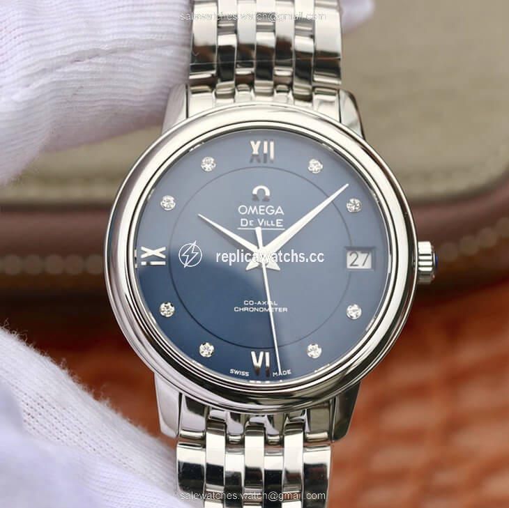 Replica Omega De Ville 424.10.33.20.53.001 MKS Factory Diamond Blue Dial Replica Omega De Ville 424.10.33.20.53.001 MKS Factory Diamond Blue Dial