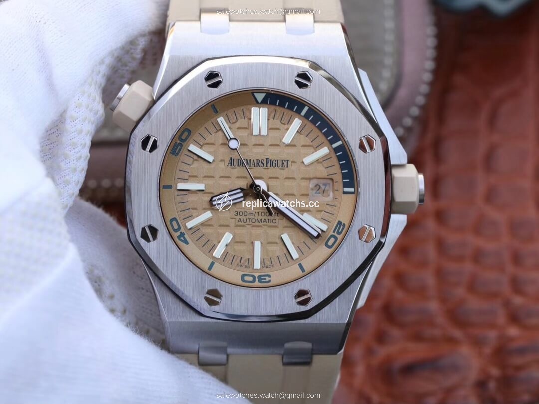 Replica Audemars Piguet Royal Oak Offshore 15710ST.OO.A085CA.01 JF Factory Beige Dial Replica Audemars Piguet Royal Oak Offshore 15710ST.OO.A085CA.01 JF Factory Beige Dial