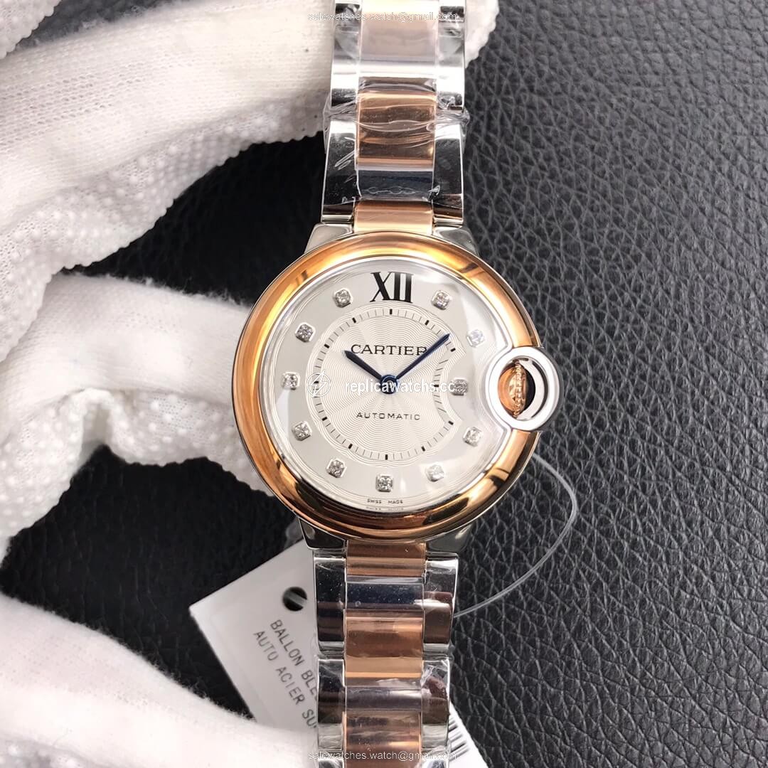 Replica Ballon Bleu De Cartier Ladies 28MM V6 Factory V8 Rose Gold Bezel Replica Ballon Bleu De Cartier Ladies 28MM V6 Factory V8 Rose Gold Bezel