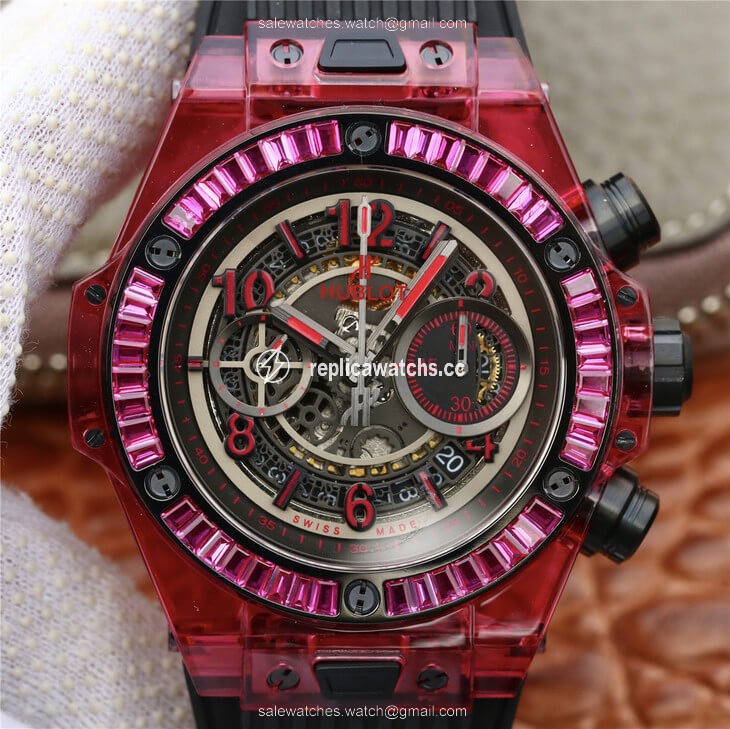 Replica Hublot Big Bang 411.JX.4802.RT Red Case Black Strap Replica Hublot Big Bang 411.JX.4802.RT Red Case Black Strap