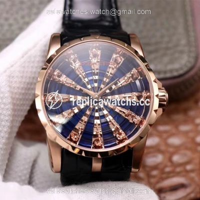 Replica Roger Dubuis Excalibur RDDBEX0684 ZZ Factory Rose Gold Blue Dial Replica Roger Dubuis Excalibur RDDBEX0684 ZZ Factory Rose Gold Blue Dial