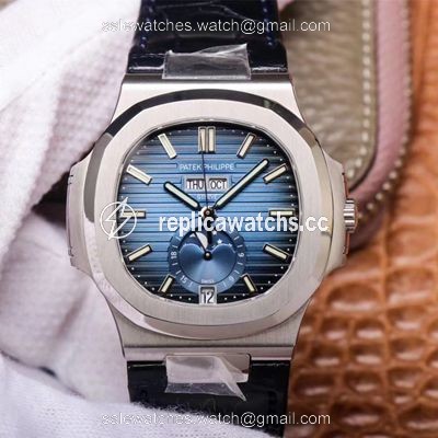 Replica PF Factory Patek Philippe Nautilus 5726/1A-014 Moonphase Black Leather Strap Replica PF Factory Patek Philippe Nautilus 5726/1A-014 Moonphase Black Leather Strap
