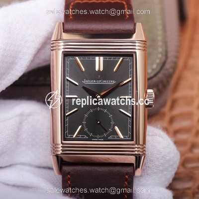 Replica Jaeger LeCoultre Reverso Tribute Double-sided Double Time Zone Flip MG Factory Rose Gold Black Dial Replica Jaeger LeCoultre Reverso Tribute Double-sided Double Time Zone Flip MG Factory Rose Gold Black Dial