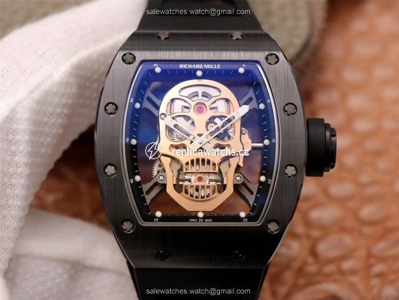 Replica Richard Mille RM052-01 ZF Factory Black Ceramic Rose Gold Skull Dial Replica Richard Mille RM052-01 ZF Factory Black Ceramic Rose Gold Skull Dial