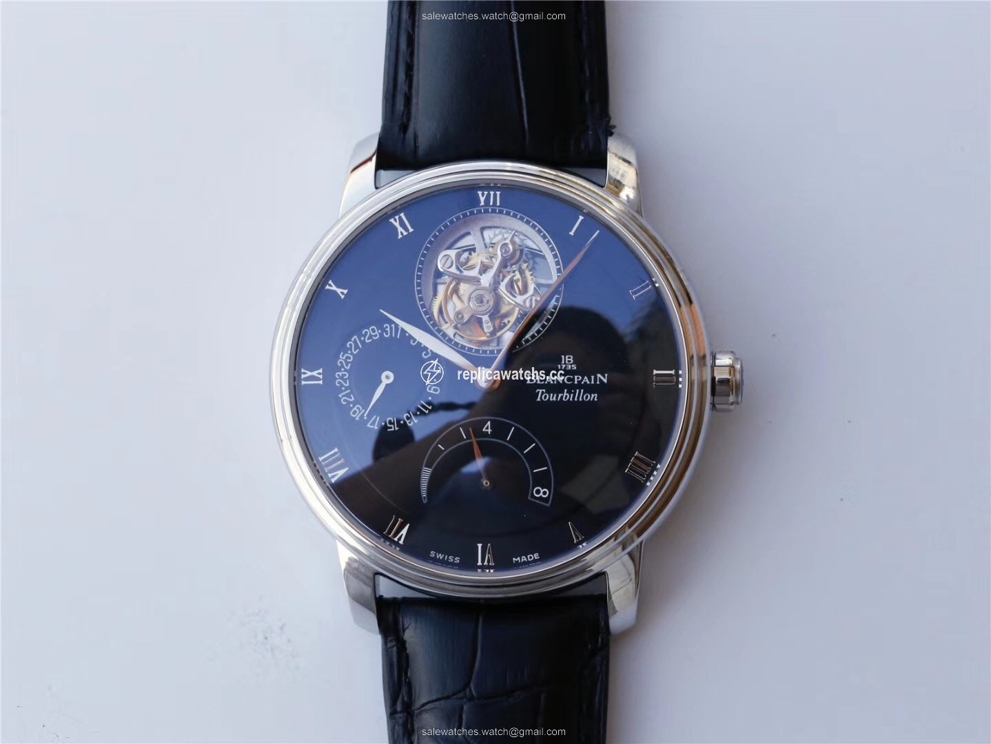Replica JB Factory Blancpain Villeret Tourbillon 8 Jours 6025-1542-55b Black Replica JB Factory Blancpain Villeret Tourbillon 8 Jours 6025-1542-55b Black