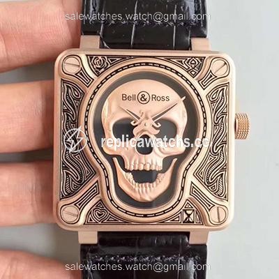Replica Bell & Ross BR 01 Skull Bronze Rose Gold and Black Dial Replica Bell & Ross BR 01 Skull Bronze Rose Gold and Black Dial