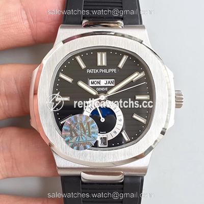 Replica Patek Philippe Nautilus Annual Calendar Moonphase 5726A KM Factory V2 Black Dial Replica Patek Philippe Nautilus Annual Calendar Moonphase 5726A KM Factory V2 Black Dial