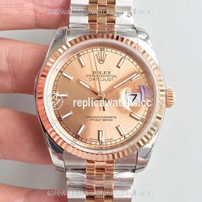 Replica Rolex Datejust 116234 36mm AR Factory Rose Gold Dial Replica Rolex Datejust 116234 36mm AR Factory Rose Gold Dial