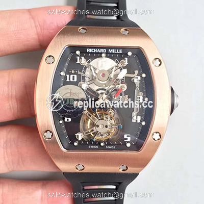 Replica Richard Mille RM001 Rose Gold Tourbillon JB Factory Black Dial Replica Richard Mille RM001 Rose Gold Tourbillon JB Factory Black Dial