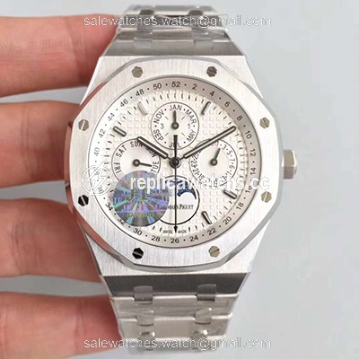 Replica Audemars Piguet Royal Oak Perpetual Calendar 41MM 26574ST.OO.1220ST.01 JF Factory Silver Dial Replica Audemars Piguet Royal Oak Perpetual Calendar 41MM 26574ST.OO.1220ST.01 JF Factory Silver Dial