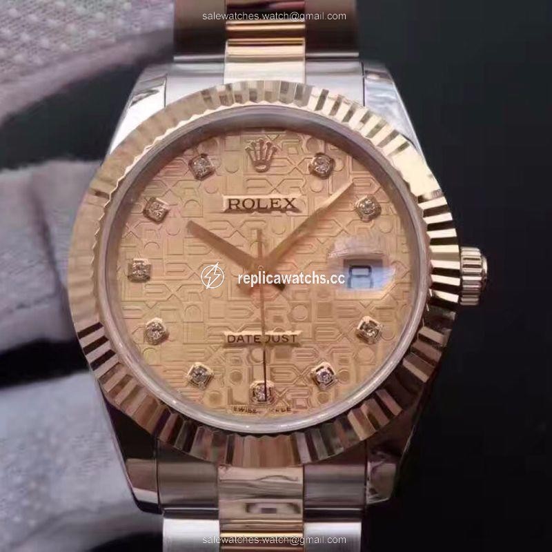 Replica Rolex Datejust II 126333 41MM Diamond-studded Rose Gold Texture Dial Replica Rolex Datejust II 126333 41MM Diamond-studded Rose Gold Texture Dial