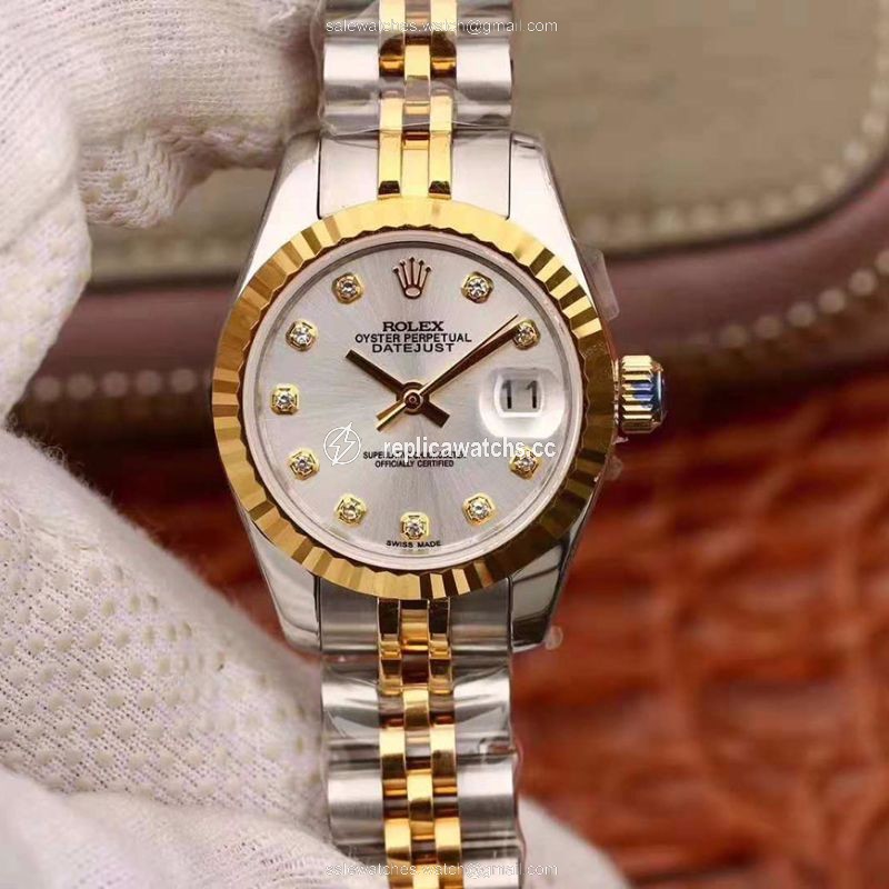 Replica Rolex Lady Datejust 18K Gold 28MM Silver Dial Replica Rolex Lady Datejust 18K Gold 28MM Silver Dial