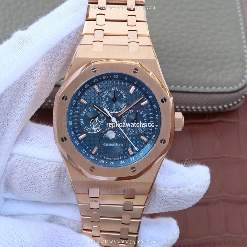Replica Audemars Piguet Royal Oak Perpetual Calendar 26574OR.OO.1220OR.02 JF Factory Blue Dial Replica Audemars Piguet Royal Oak Perpetual Calendar 26574OR.OO.1220OR.02 JF Factory Blue Dial