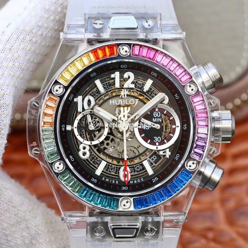 Replica Hublot Big Bang Unico 411.JX.4802.RT Colorful Diamonds Bezel Skeleton Dial Replica Hublot Big Bang Unico 411.JX.4802.RT Colorful Diamonds Bezel Skeleton Dial
