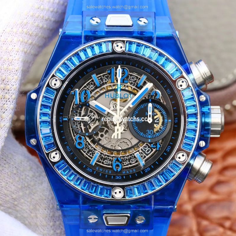 Replica Hublot Big Bang Unico 411.JX.4802.RT Blue Strap Skeleton Dial Replica Hublot Big Bang Unico 411.JX.4802.RT Blue Strap Skeleton Dial