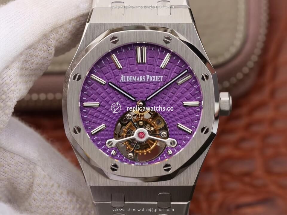 Replica Audemars Piguet Royal Oak Tourbillon 26522ST.OO.1220ST.01 JF Factory Purple Dial Replica Audemars Piguet Royal Oak Tourbillon 26522ST.OO.1220ST.01 JF Factory Purple Dial