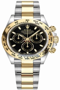 Replica 116503 Black Index Oyster Rolex Cosmograph Daytona Steel and Gold Mens Watch