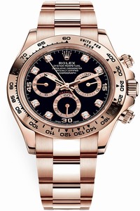 Replica 116505 Black Diamond Rolex Cosmograph Daytona Everose Gold Mens Watch
