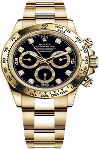Replica 116508 Black Diamond Rolex Cosmograph Daytona Yellow Gold Mens Watch