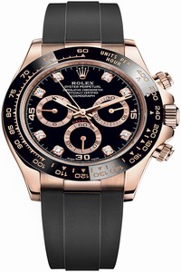 Replica 116515LN Black Diamond Oysterflex Rolex Cosmograph Daytona Everose Gold Mens Watch