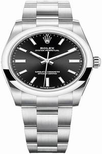 Replica 124200 Black Rolex Oyster Perpetual 34mm Ladies Watch