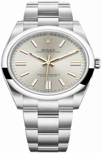Replica 124300 Silver Rolex Oyster Perpetual 41mm Mens Watch