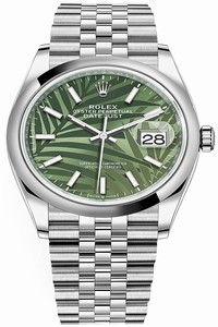 Replica 126200 Olive Green Palm Jubilee Rolex Datejust 36mm Stainless Steel Midsize Watch