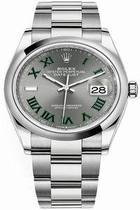 Replica 126200 Slate Roman Oyster Wimbledon Rolex Datejust 36mm Stainless Steel Midsize Watch