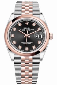 Replica 126201 Black Diamond Jubilee Rolex Datejust 36mm Stainless Steel and Rose Gold Ladies Watch