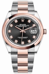 Replica 126201 Black Diamond Oyster Rolex Datejust 36mm Stainless Steel and Rose Gold Ladies Watch
