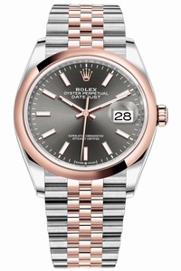 Replica 126201 Dark Rhodium Index Jubilee Rolex Datejust 36mm Stainless Steel and Rose Gold Ladies Watch