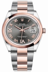 Replica 126201 Dark Rhodium VI IX Roman Oyster Rolex Datejust 36mm Stainless Steel and Rose Gold Ladies Watch