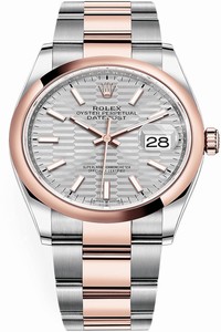 Replica 126201 Silver Fluted Oyster Rolex Datejust 36mm Stainless Steel and Rose Gold Ladies Watch
