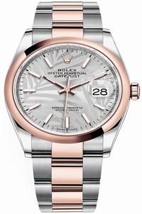 Replica 126201 Silver Palm Oyster Rolex Datejust 36mm Stainless Steel and Rose Gold Ladies Watch