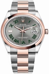 Replica 126201 Slate Roman Oyster Wimbledon Rolex Datejust 36mm Stainless Steel and Rose Gold Ladies Watch