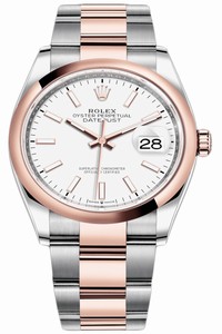Replica 126201 White Index Oyster Rolex Datejust 36mm Stainless Steel and Rose Gold Ladies Watch