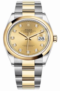 Replica 126203 Champagne Diamond Oyster Rolex Datejust 36mm Stainless Steel and Yellow Gold Ladies Watch