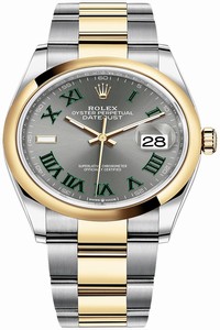Replica 126203 Slate Roman Oyster Wimbledon Rolex Datejust 36mm Stainless Steel and Yellow Gold Ladies Watch