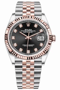 Replica 126231 Black Diamond Jubilee Rolex Datejust 36mm Stainless Steel and Rose Gold Ladies Watch