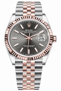 Replica 126231 Dark Rhodium Index Jubilee Rolex Datejust 36mm Stainless Steel and Rose Gold Ladies Watch