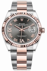 Replica 126231 Dark Rhodium VI IX Roman Oyster Rolex Datejust 36mm Stainless Steel and Rose Gold Ladies Watch
