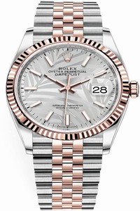 Replica 126231 Silver Palm Jubilee Rolex Datejust 36mm Stainless Steel and Rose Gold Ladies Watch