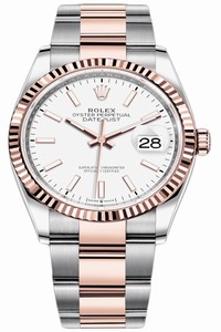 Replica 126231 White Index Oyster Rolex Datejust 36mm Stainless Steel and Rose Gold Ladies Watch