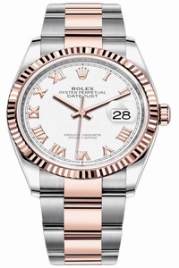 Replica 126231 White Roman Oyster Rolex Datejust 36mm Stainless Steel and Rose Gold Ladies Watch