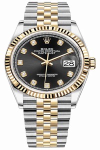 Replica 126233 Black Diamond Jubilee Rolex Datejust 36mm Stainless Steel and Yellow Gold Ladies Watch