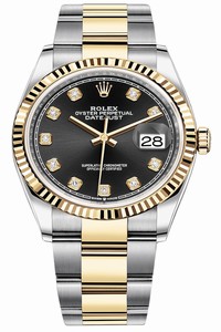 Replica 126233 Black Diamond Oyster Rolex Datejust 36mm Stainless Steel and Yellow Gold Ladies Watch